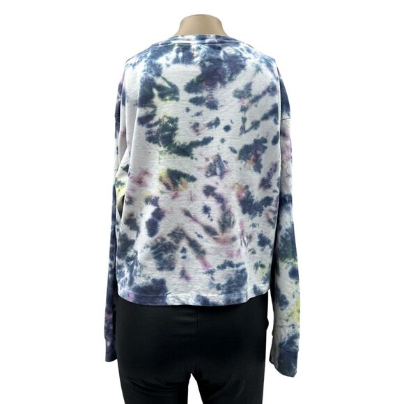 Isa & Ella Tie-Dye Long Sleeve Crewneck Boxy Fit Crop Sweatshirt Cotton Women L - Picture 2 of 10